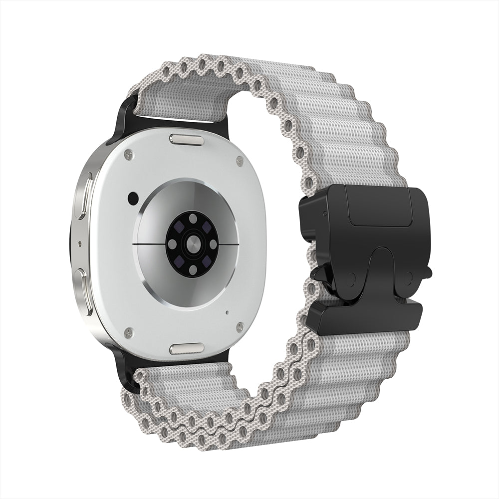 Samsung Galaxy Watch 9 - 40mm Outdoor Nylonarmband mit P-Schnalle (Weiß mit Schwarz)