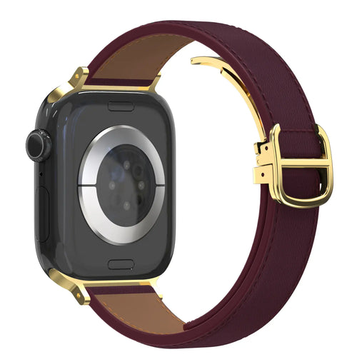 Bandz Apple Watch Lederarmband 'D-Type' (Wrinrot)