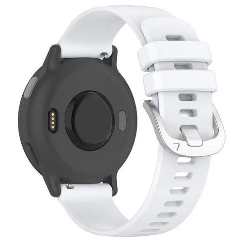 Silicone Classic Strap, white, on a watch, 3/4 rear view