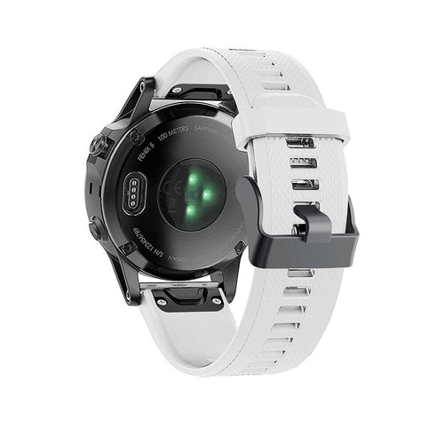 Silicone Strap, white, on a watch, 3/4 rear view