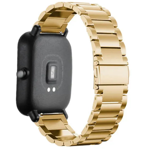 Steel Strap, gold, on a watch, 3/4 rear view
