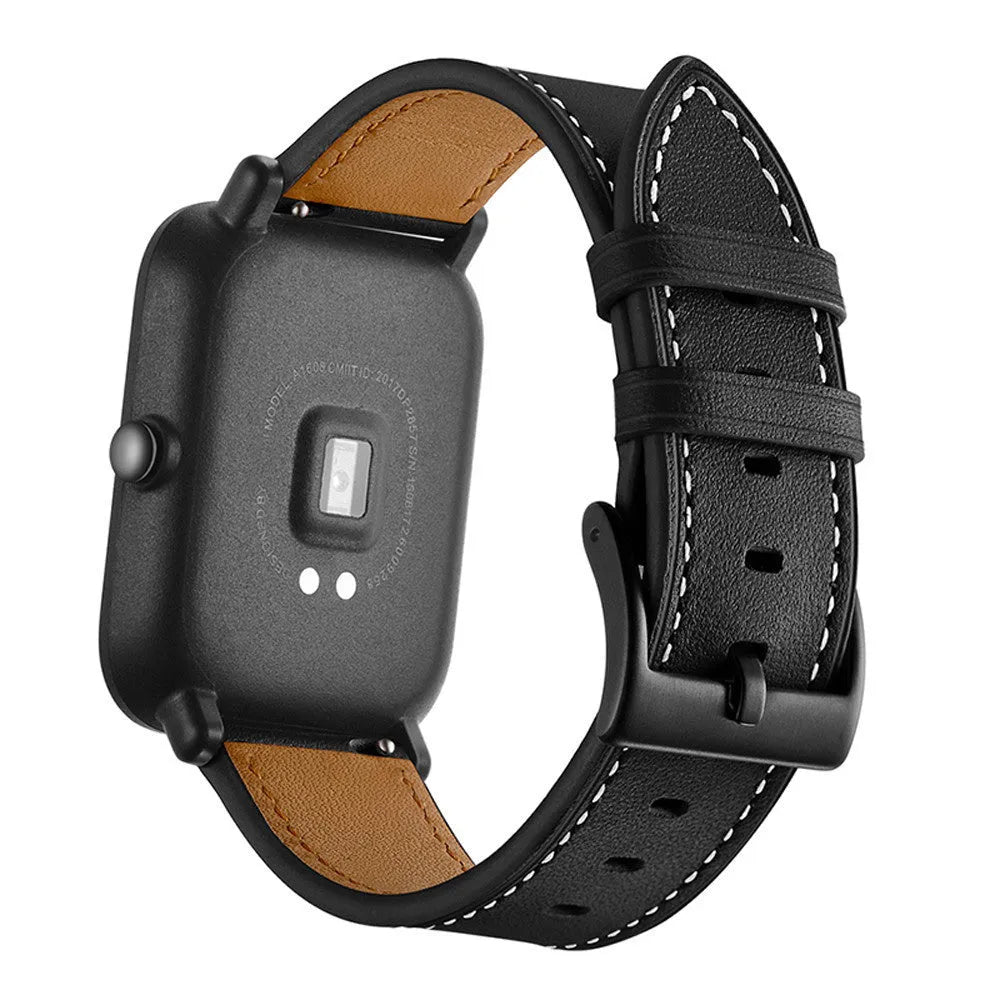 Silicone Leather Strap, black, on a watch, 3/4 rear view