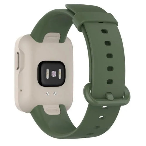 Silicone Strap, dark green, on a watch, 3/4 rear view