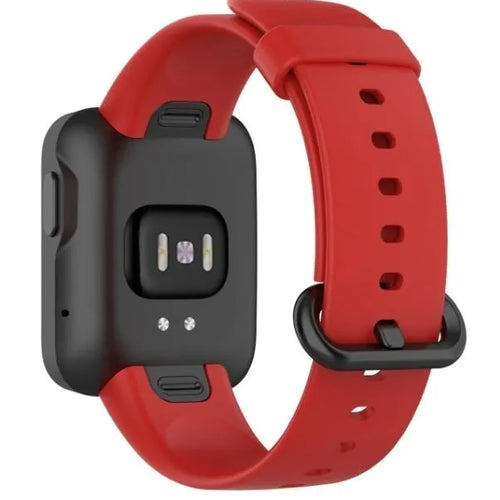 Silicone Strap, red, on a watch, 3/4 rear view