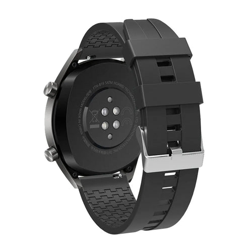 Silicone Strap 'Extreme', black, on a watch, 3/4 rear view
