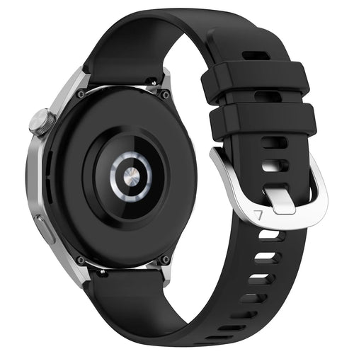 Silicone Classic Strap, black, on a watch, 3/4 rear view