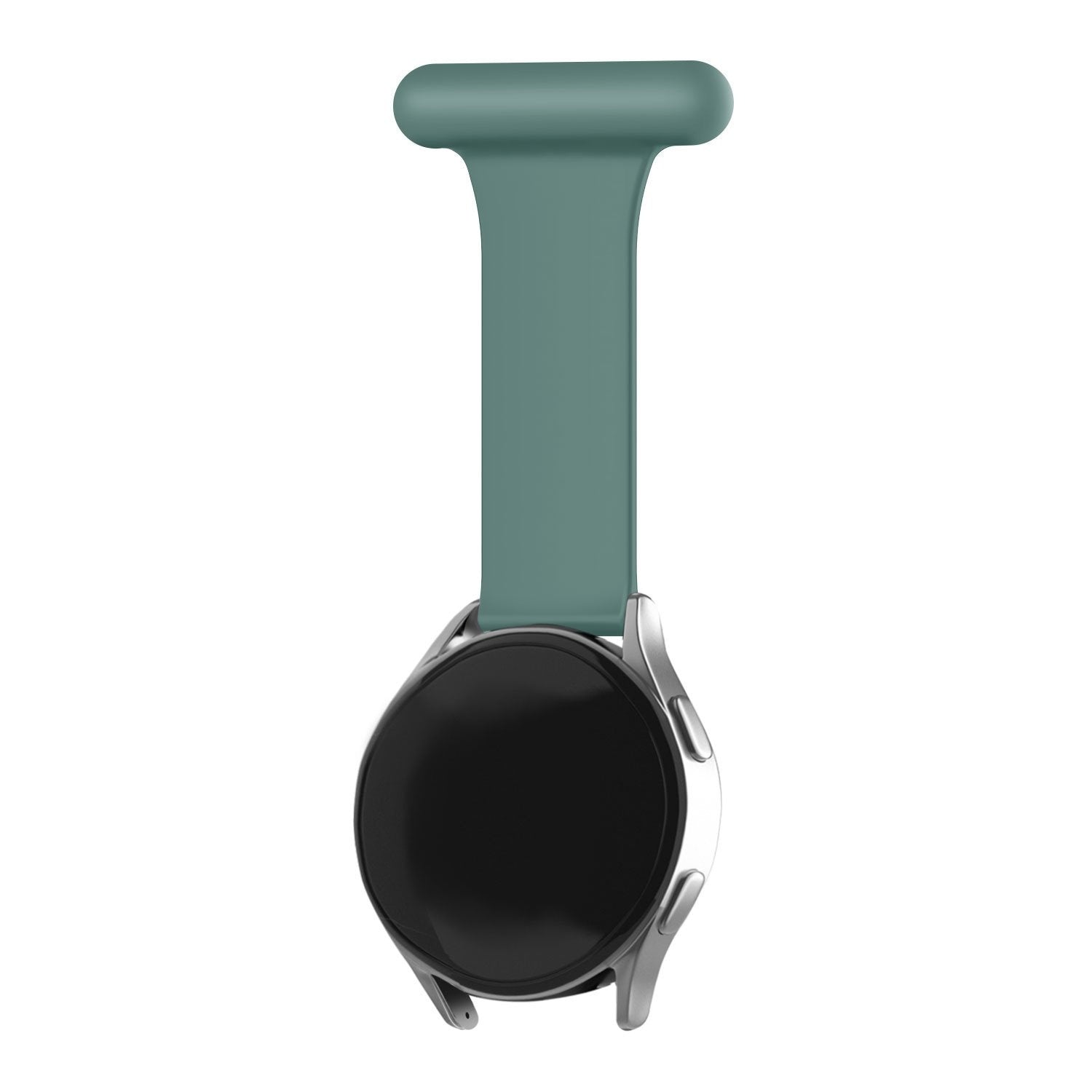 Silicone Nurse Fob, green, on a watch, direct front view