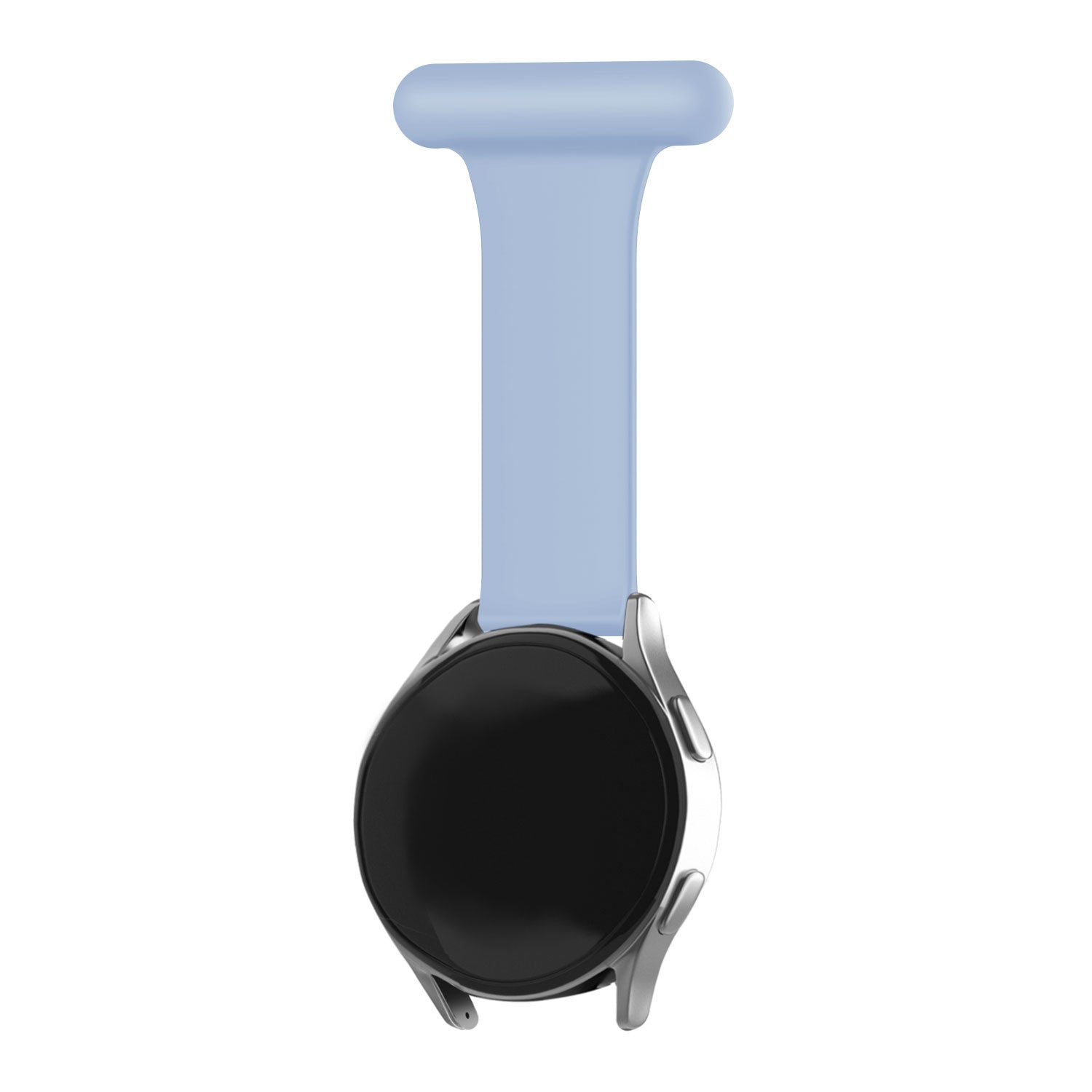 Silicone Nurse Fob, light blue, on a watch, direct front view