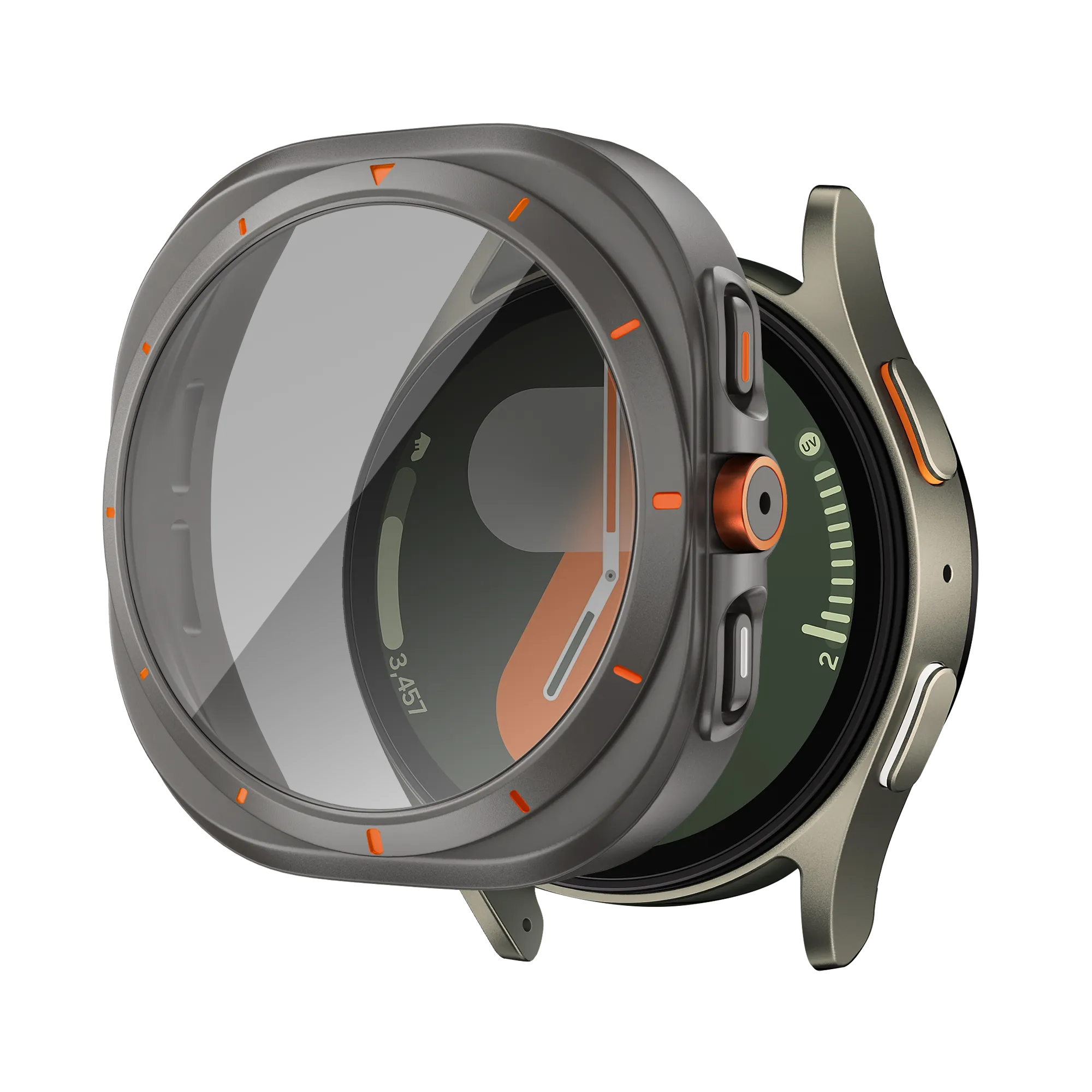 Bandz Samsung Galaxy Watch 7 - 44mm Square PC-Gehäuse mit Glass (Titan Grau)