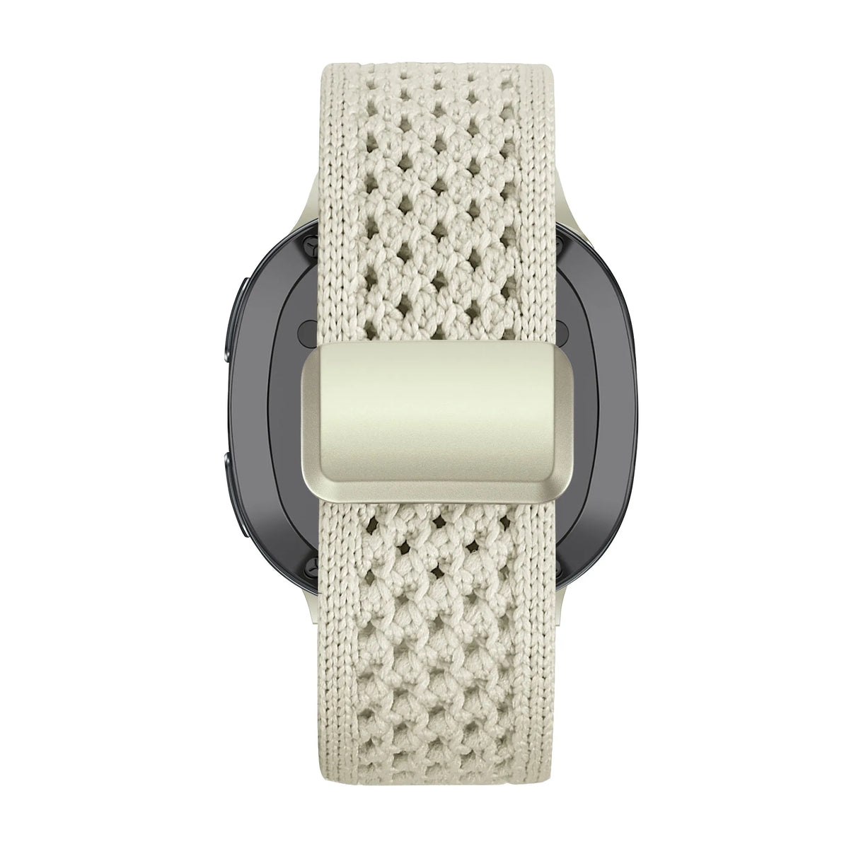 Vintage Nylon Strap, starlight, on a watch, direct front view