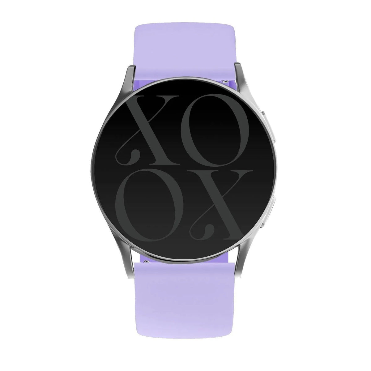 Silicone Strap, lilac, on a watch, direct front view