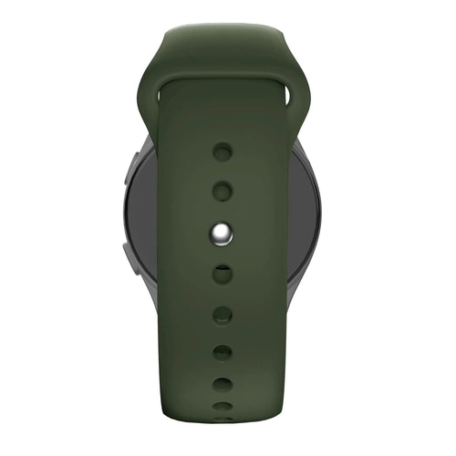 Silicone Sport Strap 'Deluxe', army green, on a watch, direct front view