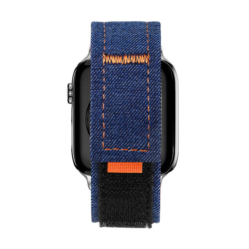 Nylon Denim Strap, blue, on a watch, direct front view