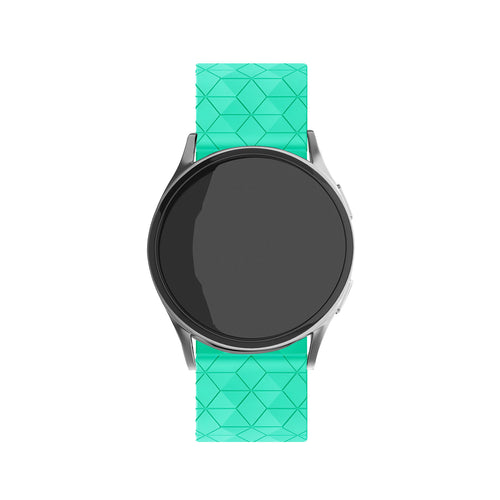 Silicone Strap Hexagons, aqua, on a watch, direct front view