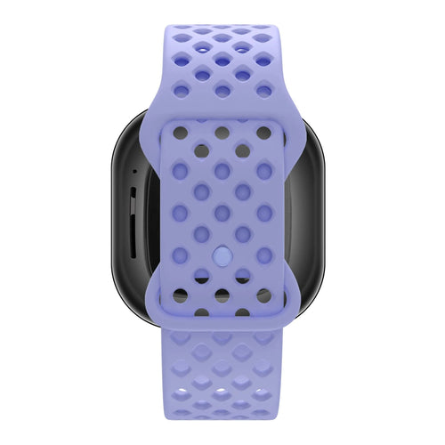 Silicone Sport Strap 'Air', lilac, on a watch, direct front view