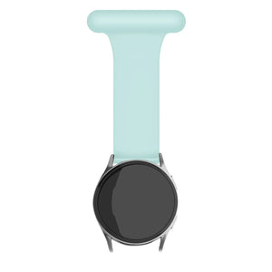 Silicone Nurse Fob, light green, on a watch, direct front view
