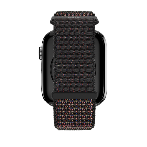 Nylon Strap, black, on a watch, direct front view
