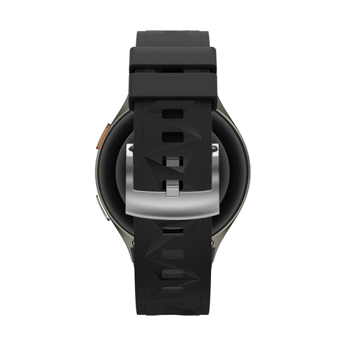 Silicone Strap 'Easy Fit', black, on a watch, direct front view