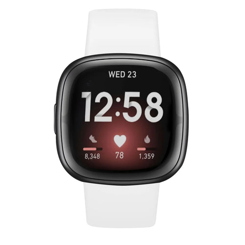Silicone Strap 'Classic', white, on a watch, direct front view