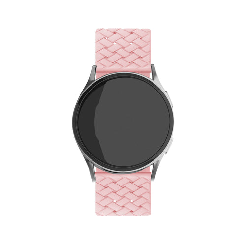 Braided Silicone Strap, pink, on a watch, direct front view