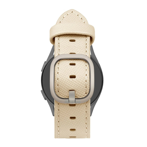 Leather Strap 'Deluxe', khaki, on a watch, direct front view