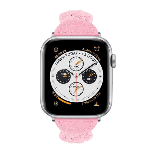 Twisted Nylon Strap, pink, on a watch, direct front view