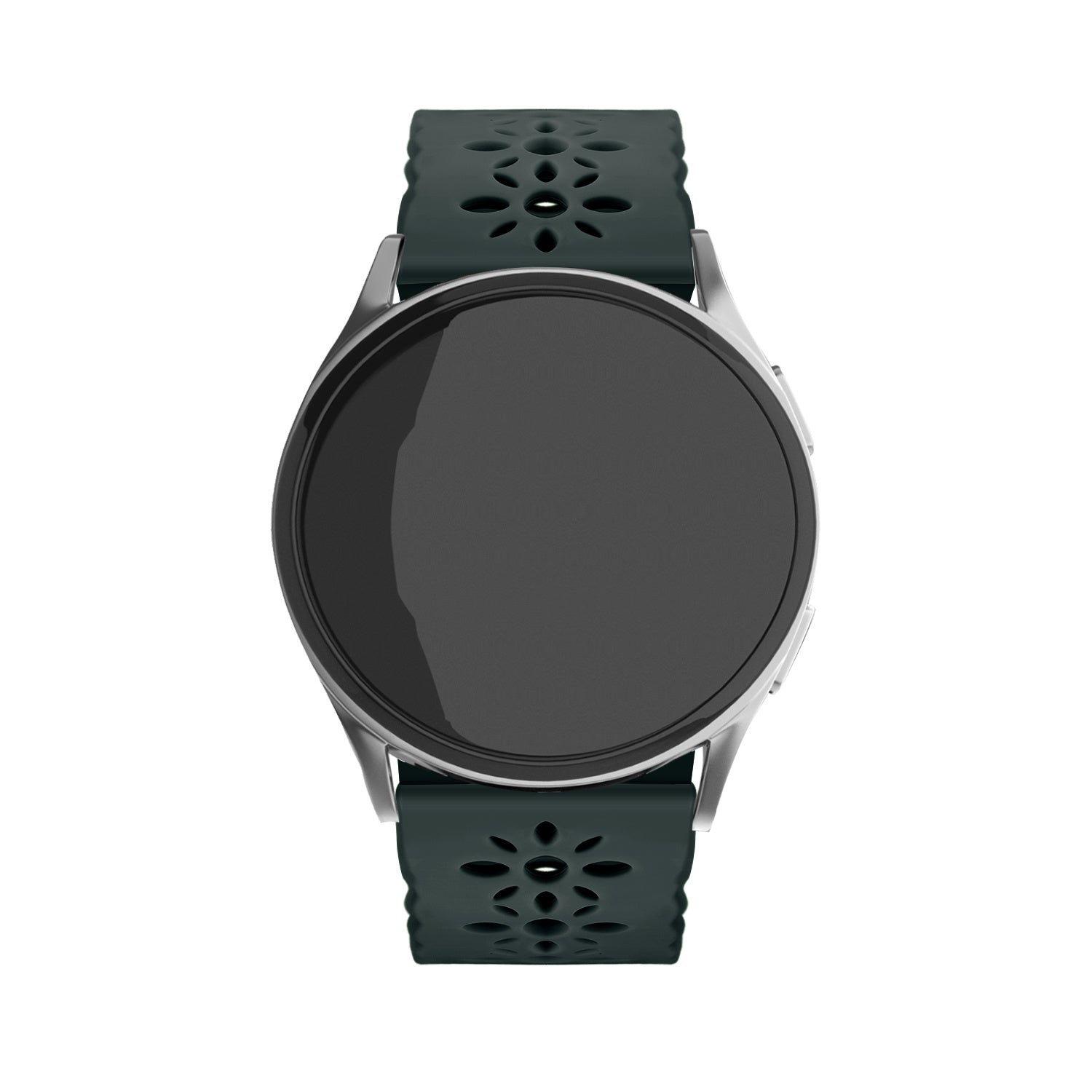 Patterned Silicone Strap, viridian, on a watch, direct front view