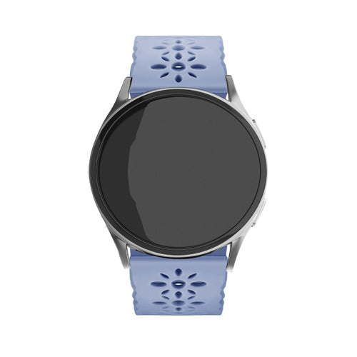 Patterned Silicone Strap, lavender grey, on a watch, direct front view