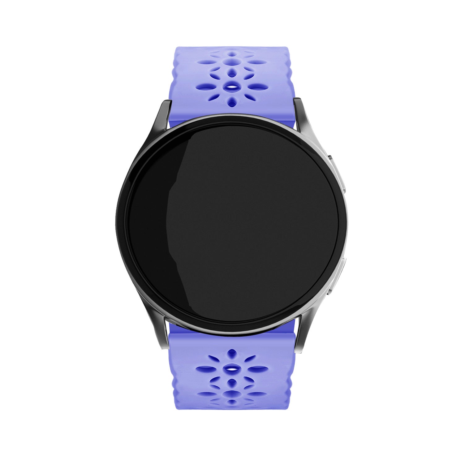 Patterned Silicone Strap, lilac, on a watch, direct front view