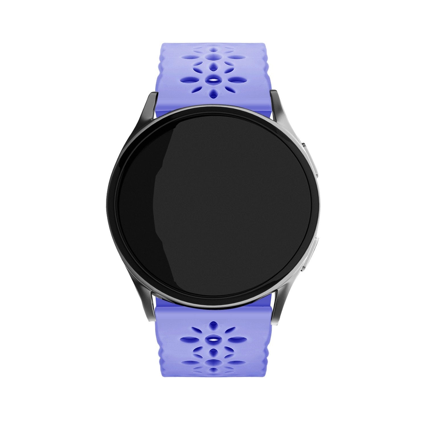 Patterned Silicone Strap, lilac, on a watch, direct front view