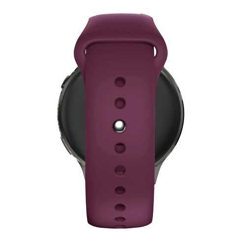 Silicone Sport Strap 'Deluxe', wine red, on a watch, direct front view