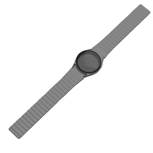 Magnetic Silicone Strap, grey/orange, on a watch, direct front view
