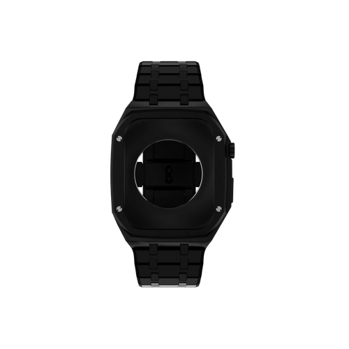 Reqior Apple Watch 45mm Hülle mit integriertem Stahlarmband (Schwarz)