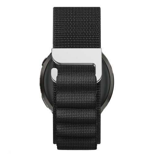 Nylon Alpine Strap, black, on a watch, direct front view