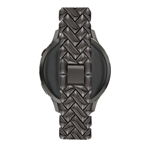 Metal Strap 'V-Type', black, on a watch, direct front view