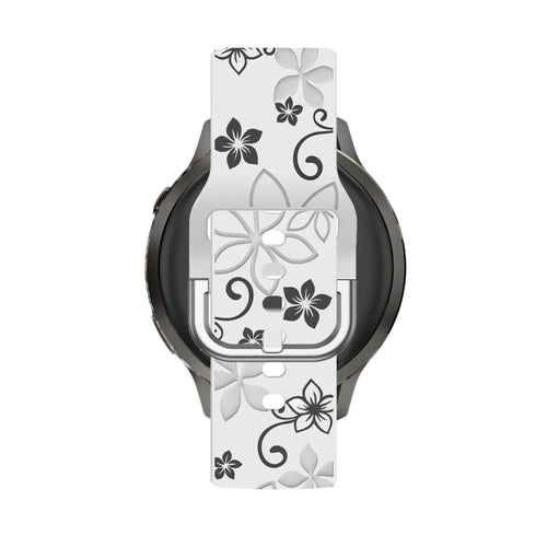 Bandz Garmin Forerunner 265s Silicone Strap 'Flowers' (White/Black)