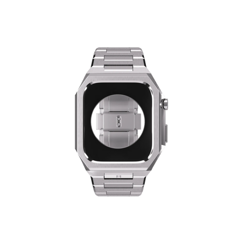 Reqior Apple Watch 45mm Case with Steel Strap 'Nautilus' (Silver)