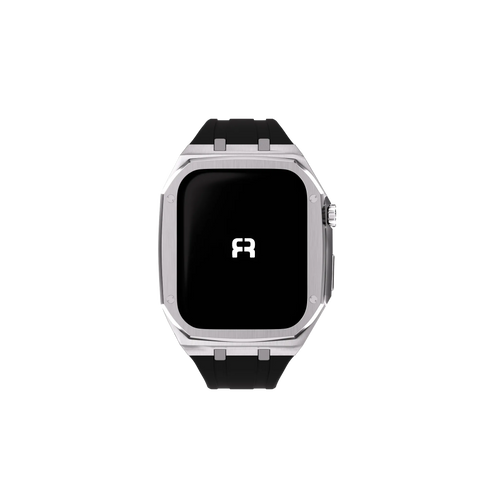 Reqior Apple Watch 45mm Metal Hülle mit integriertem Gummi-Armband (Silber)