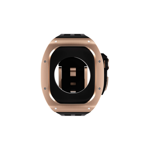 Reqior Apple Watch 45mm Polymer and Metal Hülle mit integriertem Gummi-Armband (Roségold)