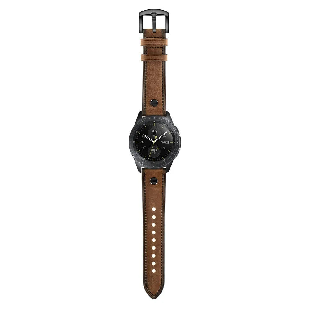 Leather Strap with Screw, on a watch, direct front view