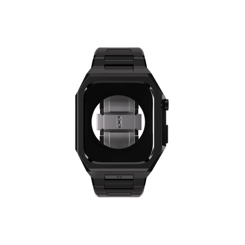 Reqior Apple Watch 45mm Hülle mit integriertem Stahlarmband 'Nautilus' (Schwarz)