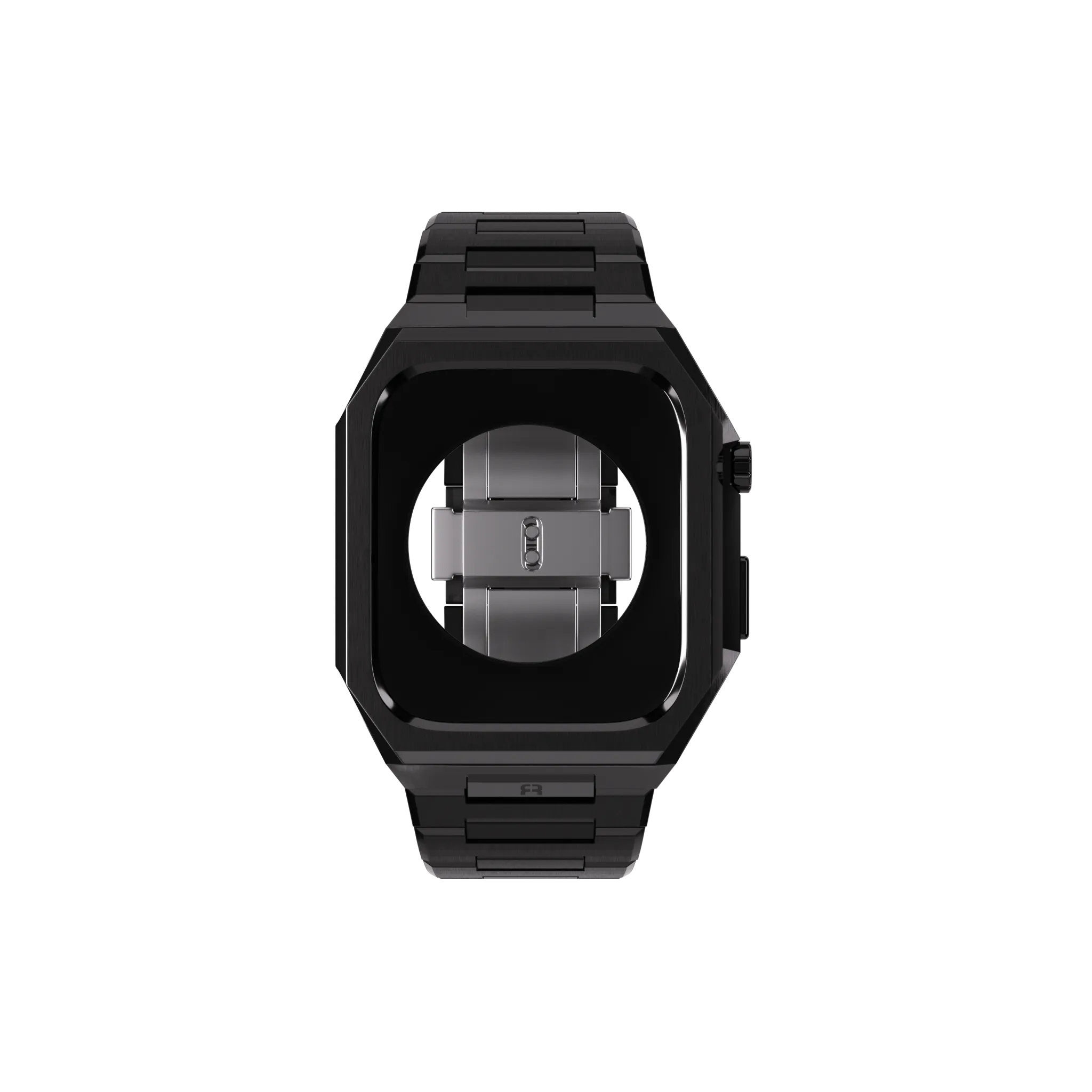 Reqior Apple Watch 45mm Hülle mit integriertem Stahlarmband 'Nautilus' (Schwarz)
