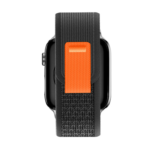 Nylon Trail Loop Strap, black, on a watch, direct front view