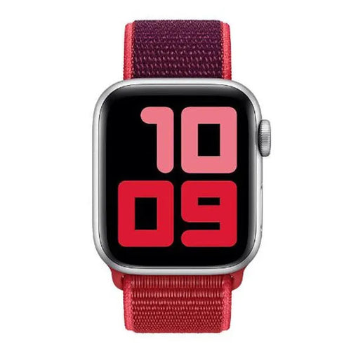 Nylon Strap, purple, on a watch, direct front view