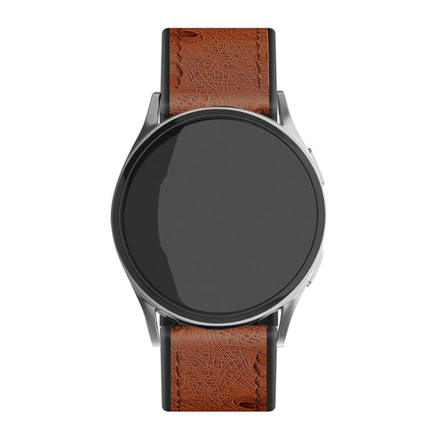 Leather Hybrid Strap, brown, on a watch, direct front view