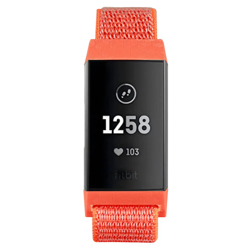 Nylon Strap, orange, on a watch, direct front view