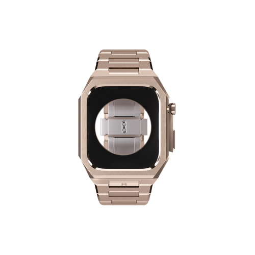 Reqior Apple Watch 45mm Case with Steel Strap 'Nautilus' (Rose Gold)