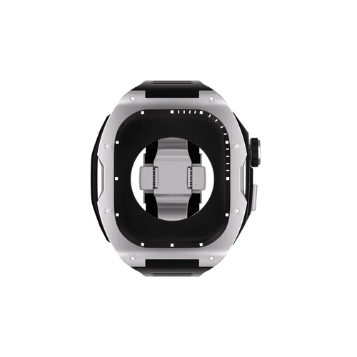 Reqior Apple Watch 45mm Hülle mit integriertem Gummi-Armband (Silber)