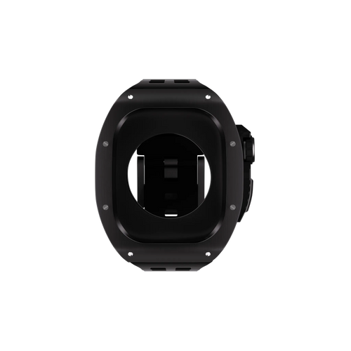 Reqior Apple Watch 45mm Polymer and Metal Hülle mit integriertem Gummi-Armband (Schwarz)