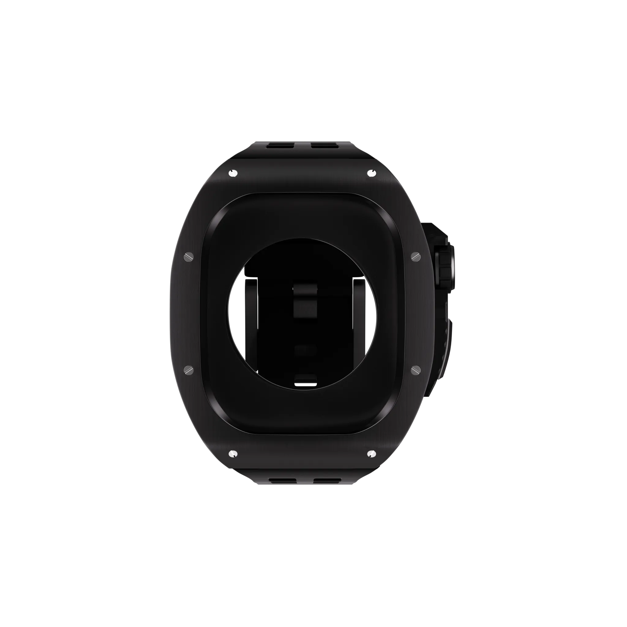 Reqior Apple Watch 45mm Polymer and Metal Hülle mit integriertem Gummi-Armband (Schwarz)